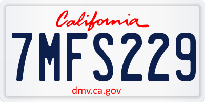 CA license plate 7MFS229