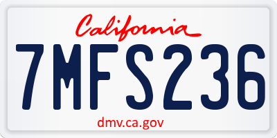 CA license plate 7MFS236
