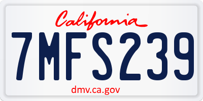 CA license plate 7MFS239