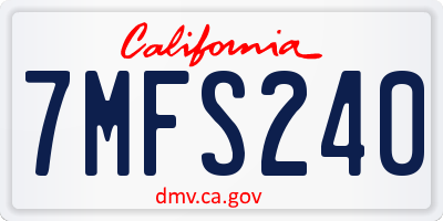 CA license plate 7MFS240