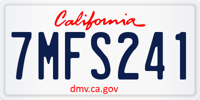 CA license plate 7MFS241