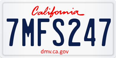 CA license plate 7MFS247