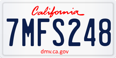 CA license plate 7MFS248