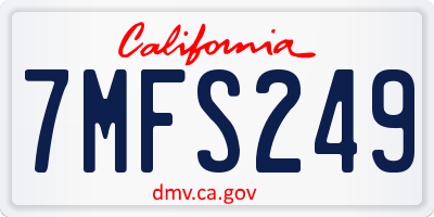 CA license plate 7MFS249