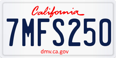 CA license plate 7MFS250