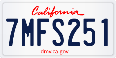 CA license plate 7MFS251