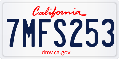 CA license plate 7MFS253