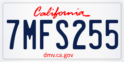 CA license plate 7MFS255