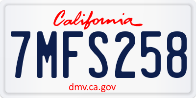 CA license plate 7MFS258