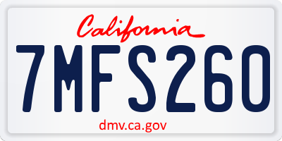 CA license plate 7MFS260