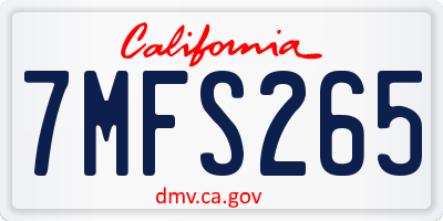 CA license plate 7MFS265