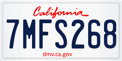 CA license plate 7MFS268