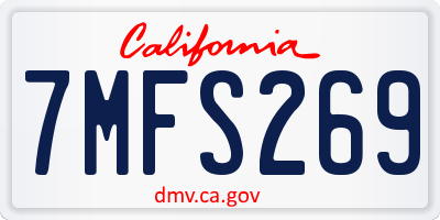 CA license plate 7MFS269