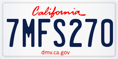 CA license plate 7MFS270