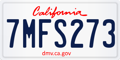 CA license plate 7MFS273