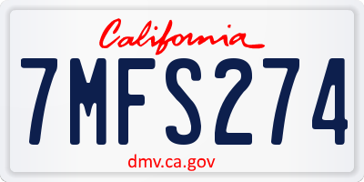 CA license plate 7MFS274