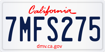 CA license plate 7MFS275