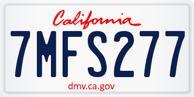 CA license plate 7MFS277