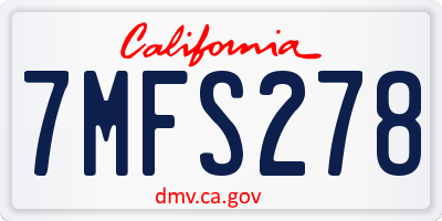 CA license plate 7MFS278