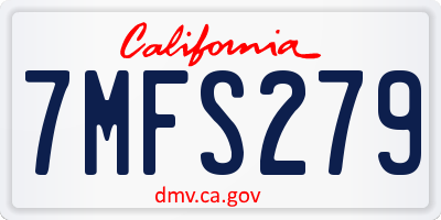 CA license plate 7MFS279