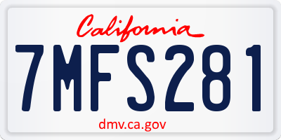 CA license plate 7MFS281