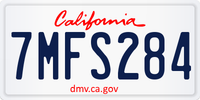 CA license plate 7MFS284