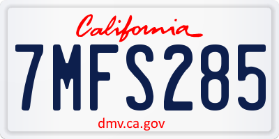 CA license plate 7MFS285
