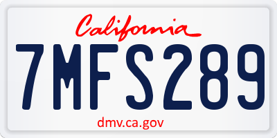 CA license plate 7MFS289