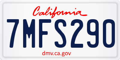 CA license plate 7MFS290