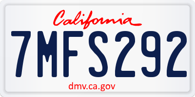 CA license plate 7MFS292