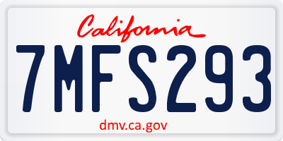 CA license plate 7MFS293