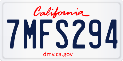 CA license plate 7MFS294