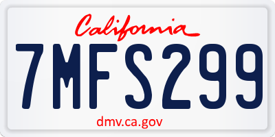 CA license plate 7MFS299