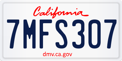 CA license plate 7MFS307