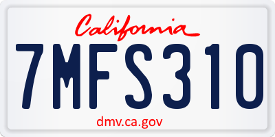 CA license plate 7MFS310