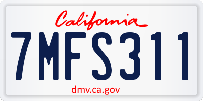 CA license plate 7MFS311