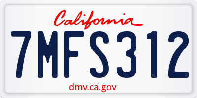 CA license plate 7MFS312