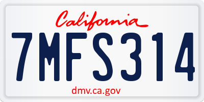 CA license plate 7MFS314