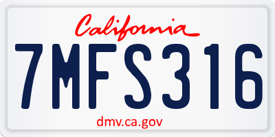 CA license plate 7MFS316