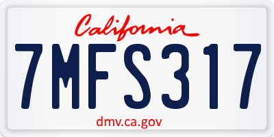 CA license plate 7MFS317