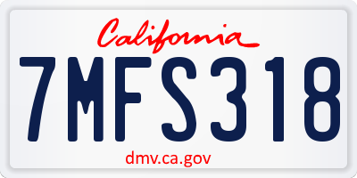CA license plate 7MFS318