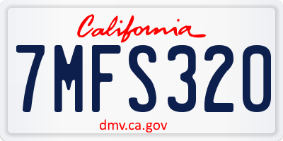 CA license plate 7MFS320