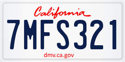 CA license plate 7MFS321