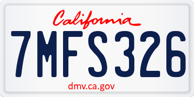 CA license plate 7MFS326