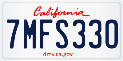 CA license plate 7MFS330
