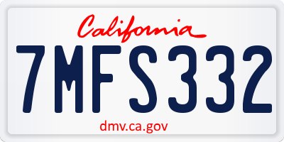 CA license plate 7MFS332