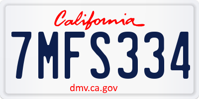 CA license plate 7MFS334