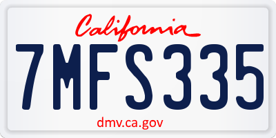 CA license plate 7MFS335