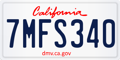 CA license plate 7MFS340
