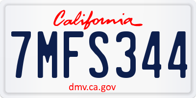 CA license plate 7MFS344